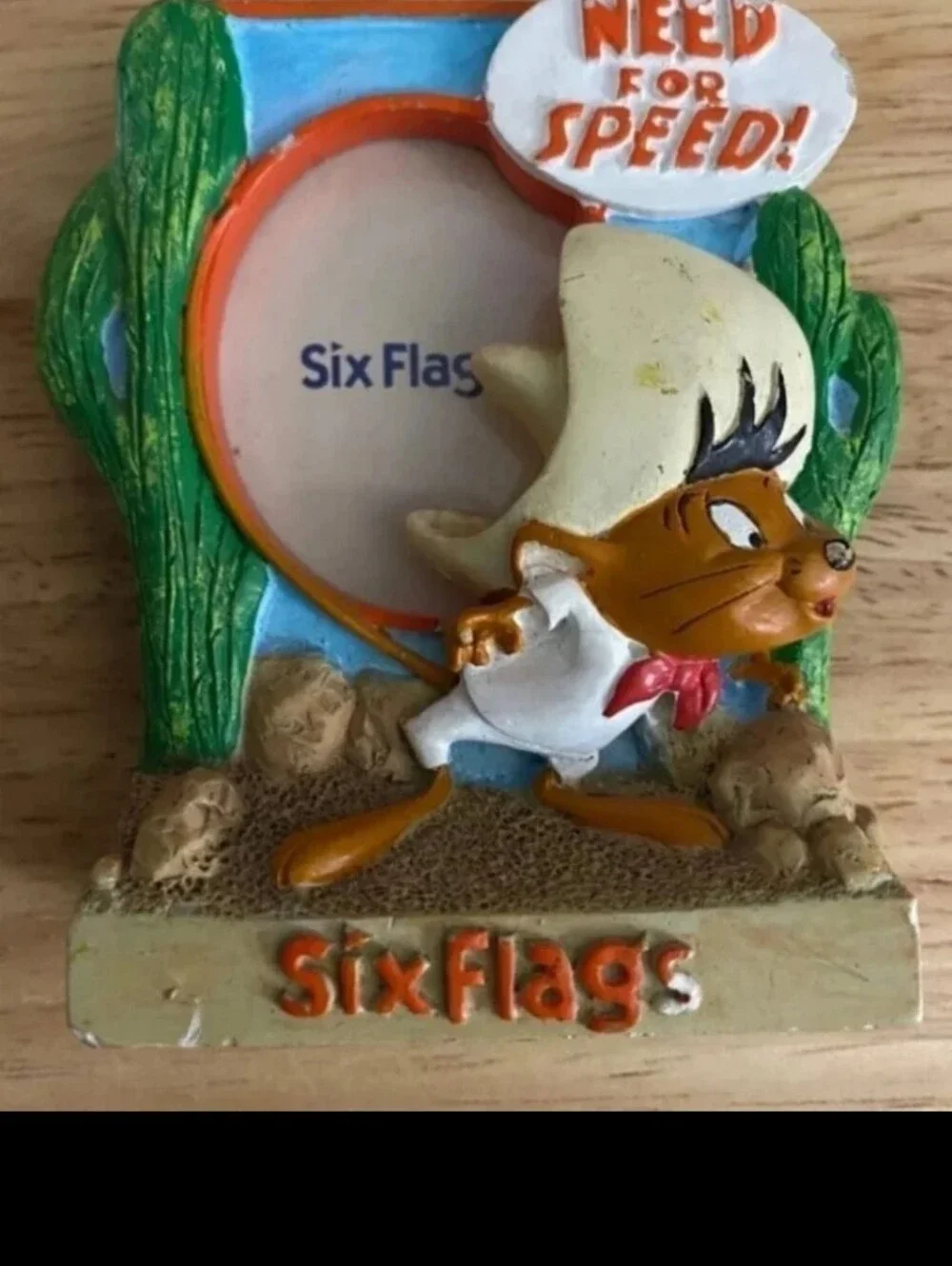 Rare (Hard To Find) 3D Embossed 1997 Six Flags Speedy Gonzales Picture Frame.